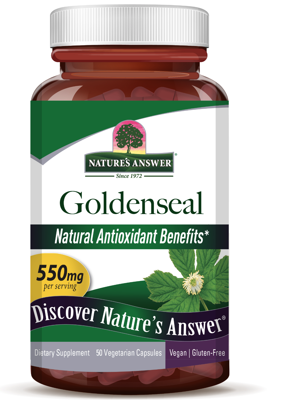 Nature's Answer Goldenseal, Zlatobýl, 550 mg, 50 rostlinných kapslí Obrázek