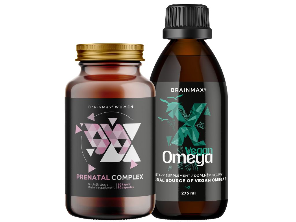 BrainMax Bude nás víc Doplňky stravy pro těhotné - Vegan Omega + Prenatal Complex