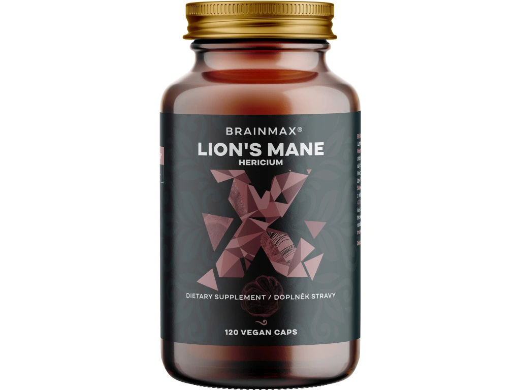 BrainMax Lion's Mane (Hericium) extrakt, 50% polysacharidů a 20% glukanů (beta-1,3/1,6 D-glukanů), 400 mg, 120 rostlinných kapslí