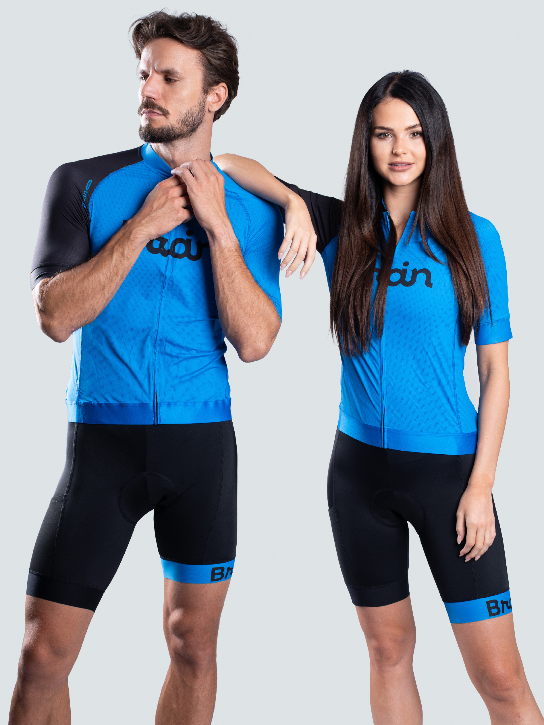 BrainMax BRAIN cyklistický set, dres a kraťasy, modrý Velikost: XL Modrý cyklistický dres s kraťasy