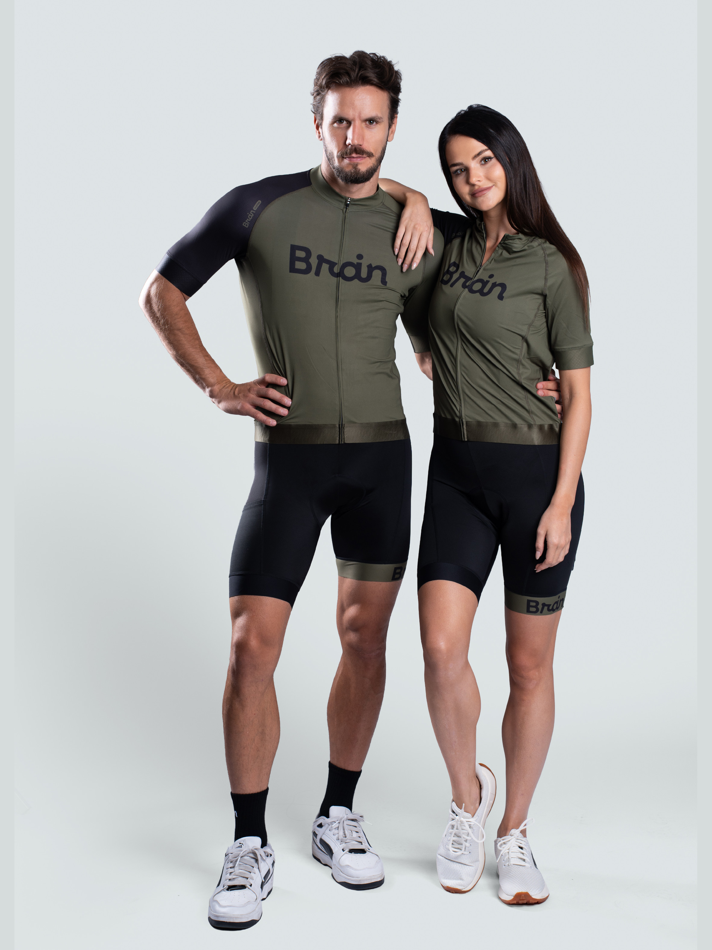 BrainMax BRAIN cyklistický set, dres a kraťasy, zelený Velikost: S Zelený cyklistický dres s kraťasy