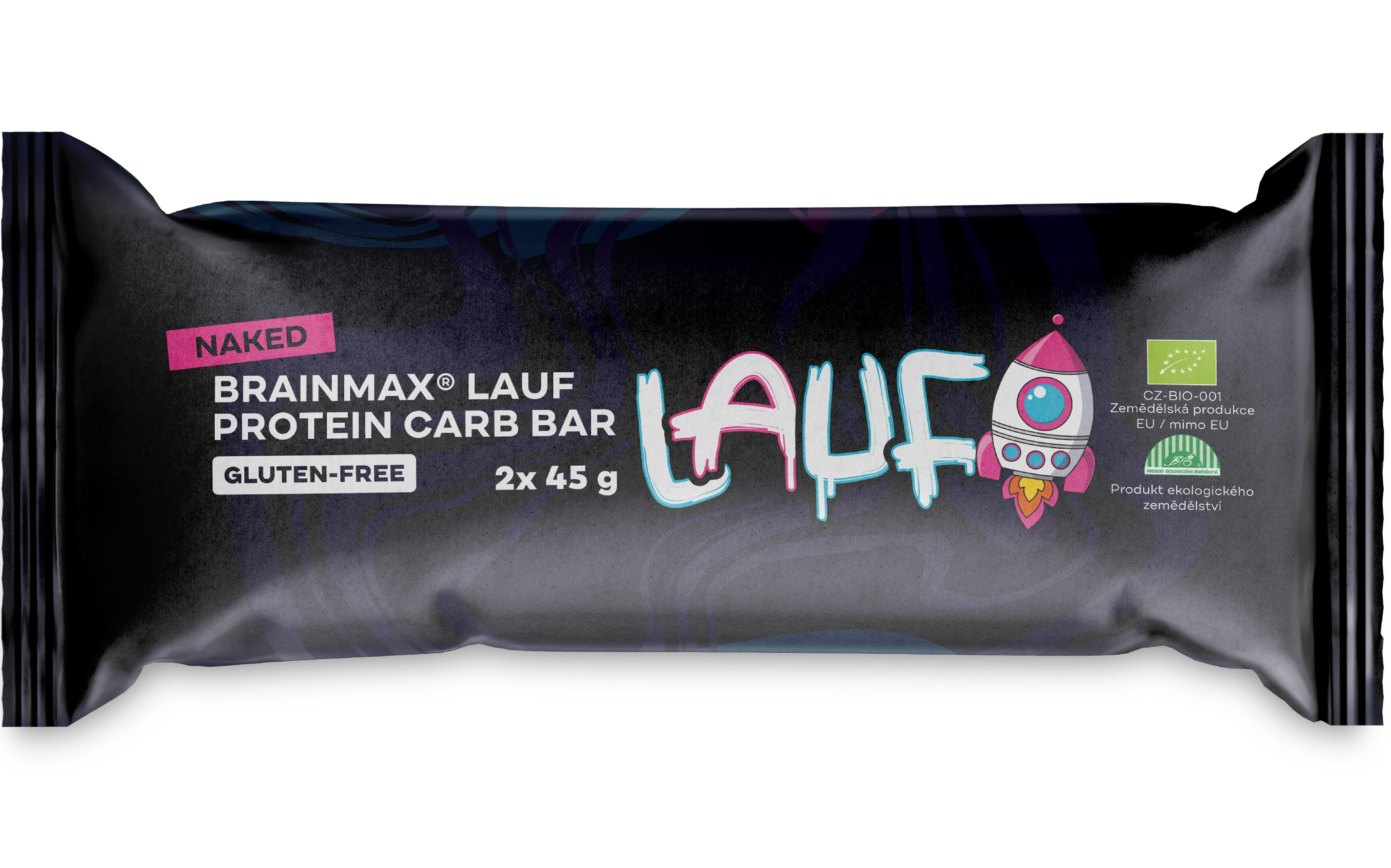 BrainMax Pure BrainMax LAUF® Protein Carb Bar, bez polevy, BIO, 2x45 g