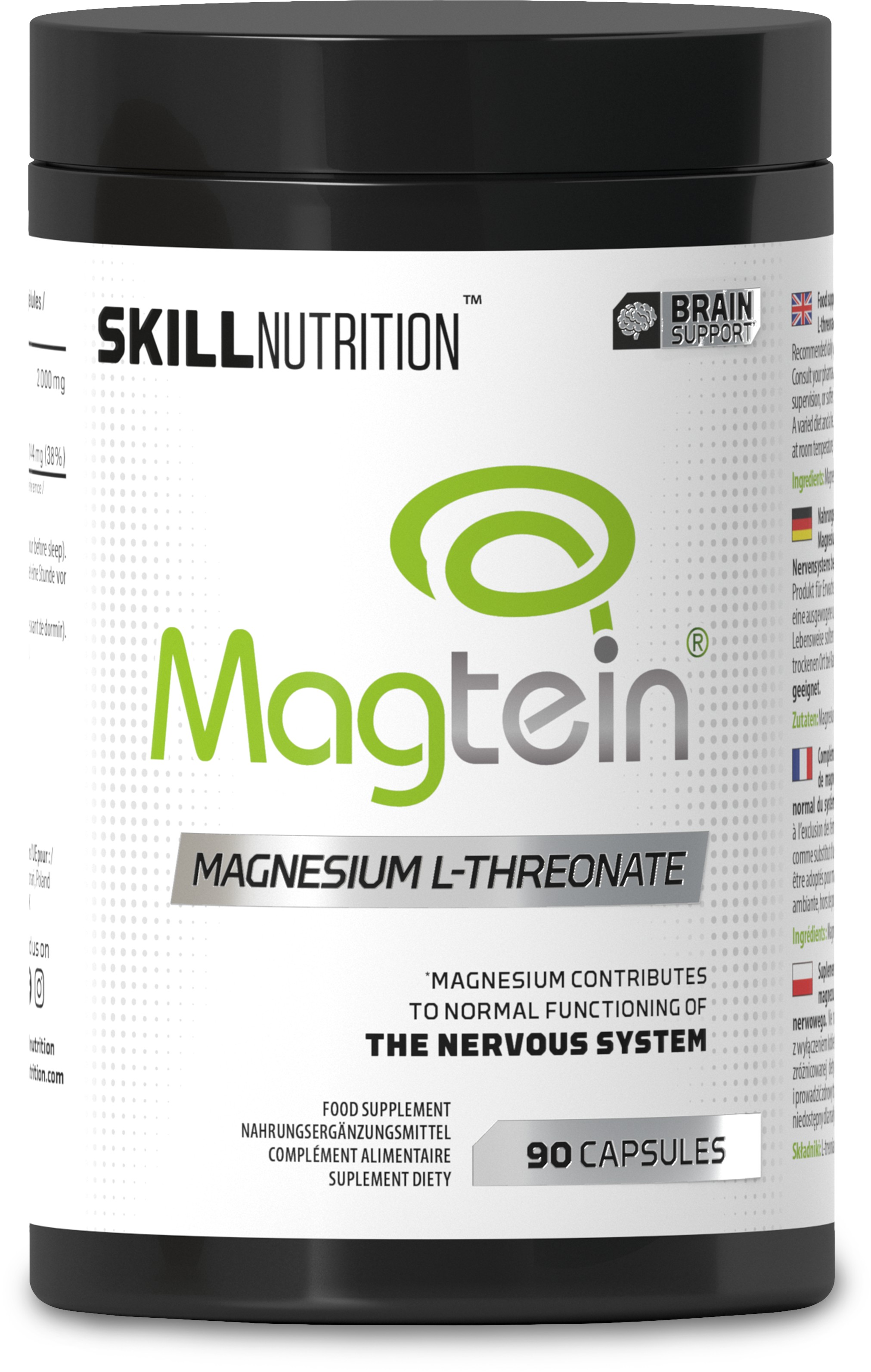 Skill Nutrition Magnesium L-Treonát, Magtein®, 90 kapslí