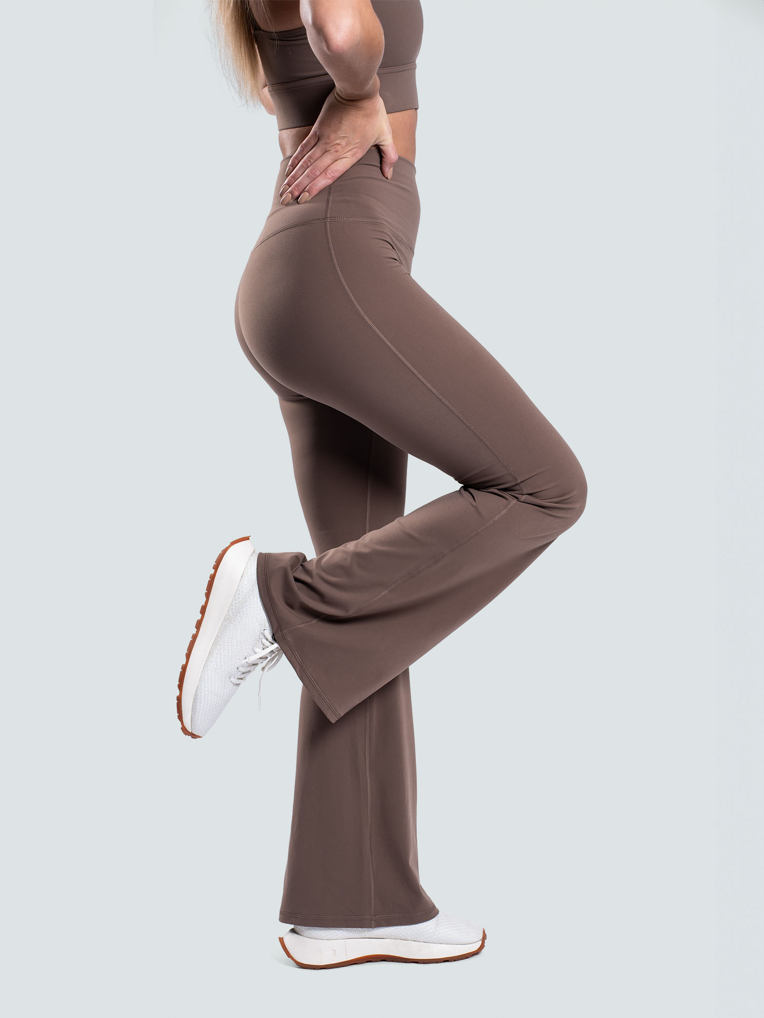 Brain dámské zvonové legíny, hnědá Velikost: XL