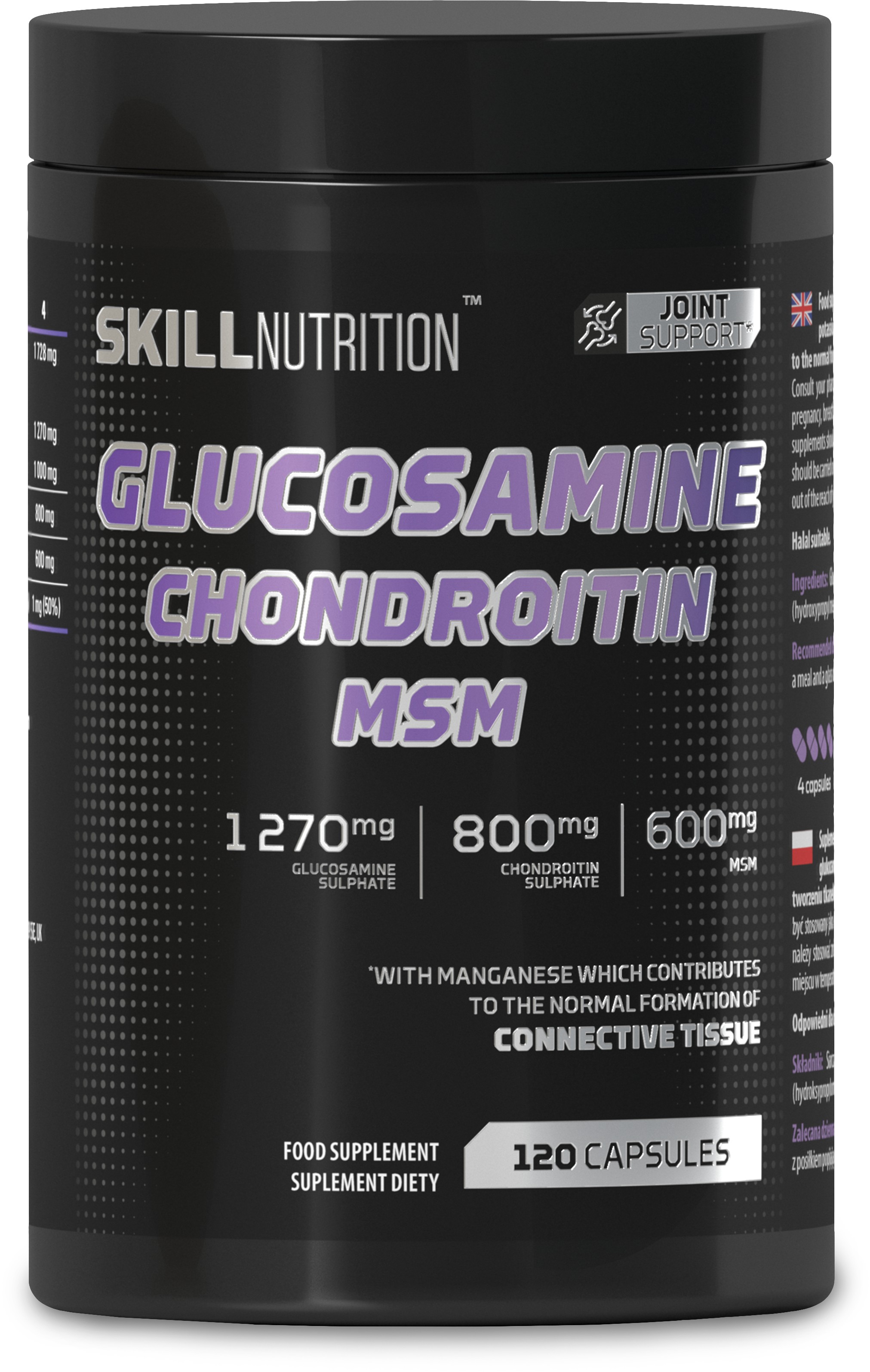 Skill Nutrition Glucosamine Chondroitin MSM, 120 kapslí