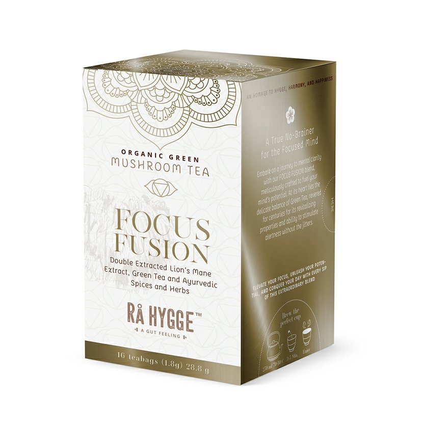 Ra Hygge Focus Fusion zelený čaj s Lion's Mane, porcovaný, BIO, 16 ks
