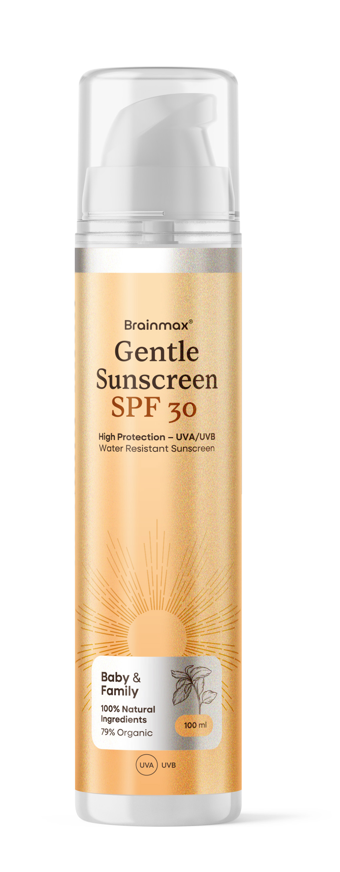 BrainMax Gentle Sunscreen Lotion, BABY & FAMILY, SPF 30, 100 ml