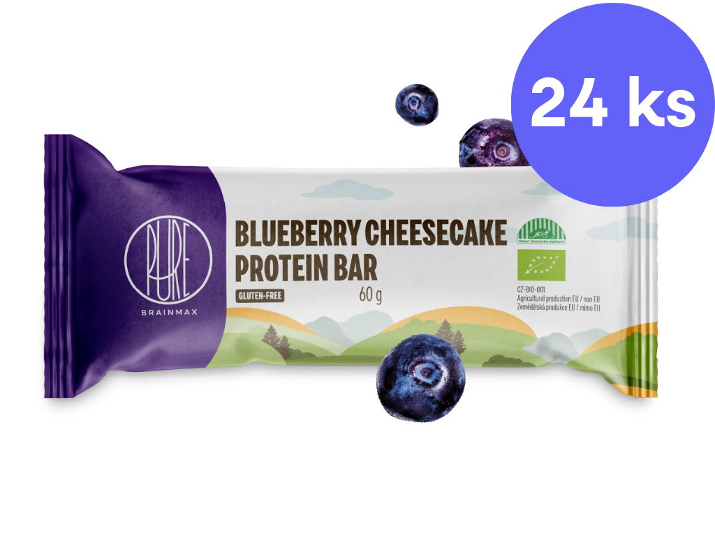 BrainMax Pure® Blueberry Cheesecake Protein Bar, BIO, 24 x 50 g