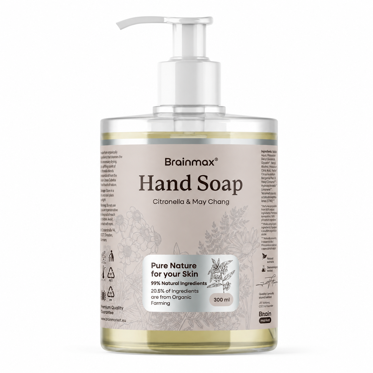 BrainMax BrainMax® Liquid Hand Soap Citronella & May Chang, 300 ml