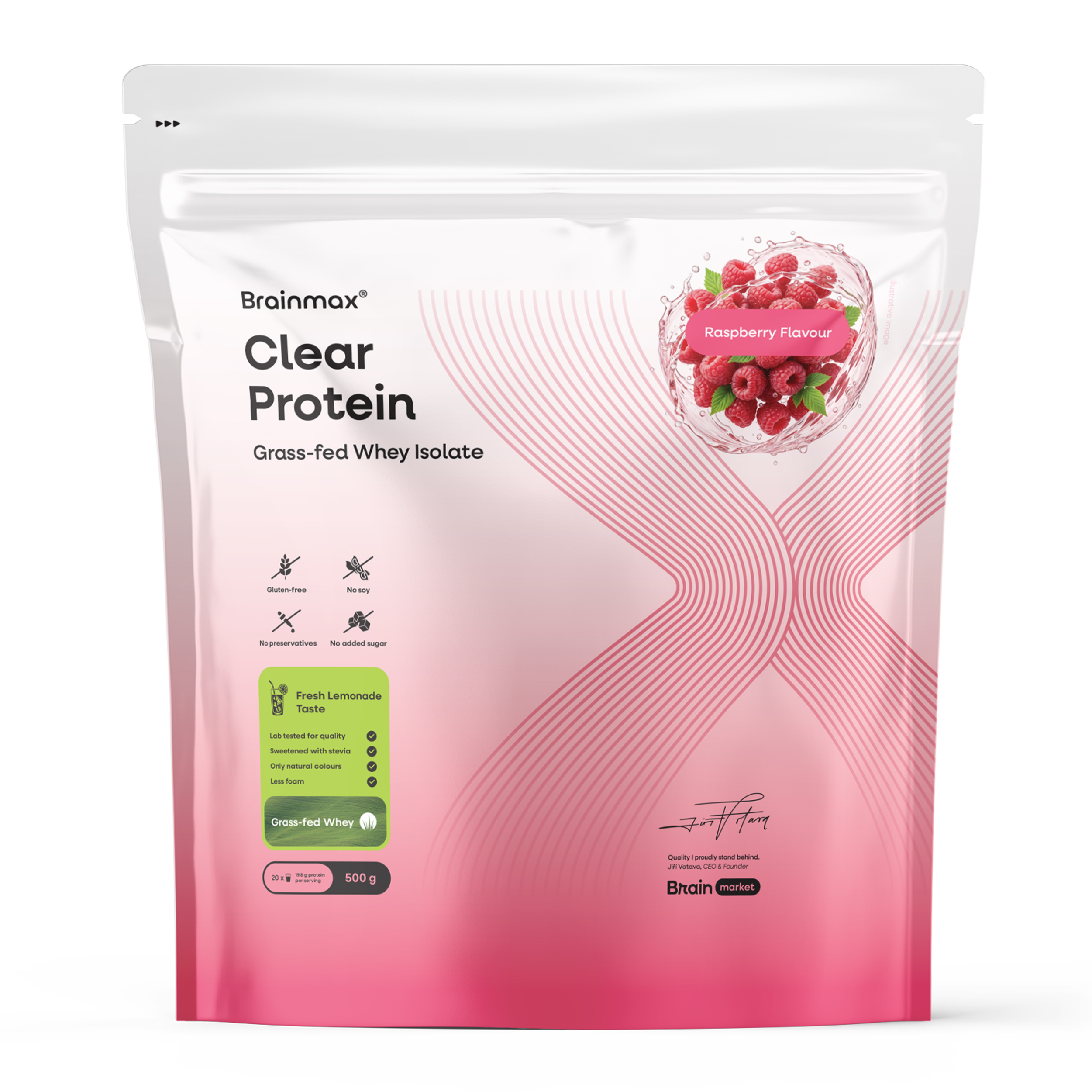 BrainMax Clear Protein®, Raspberry, 500 g