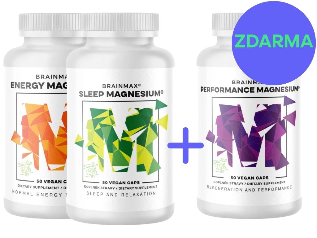 Levně BrainMax Magnesium Trio Mini, 2+1 ZDARMA Sada hořčíků 2+1 ZDARMA pro váš celý den, doplněk stravy