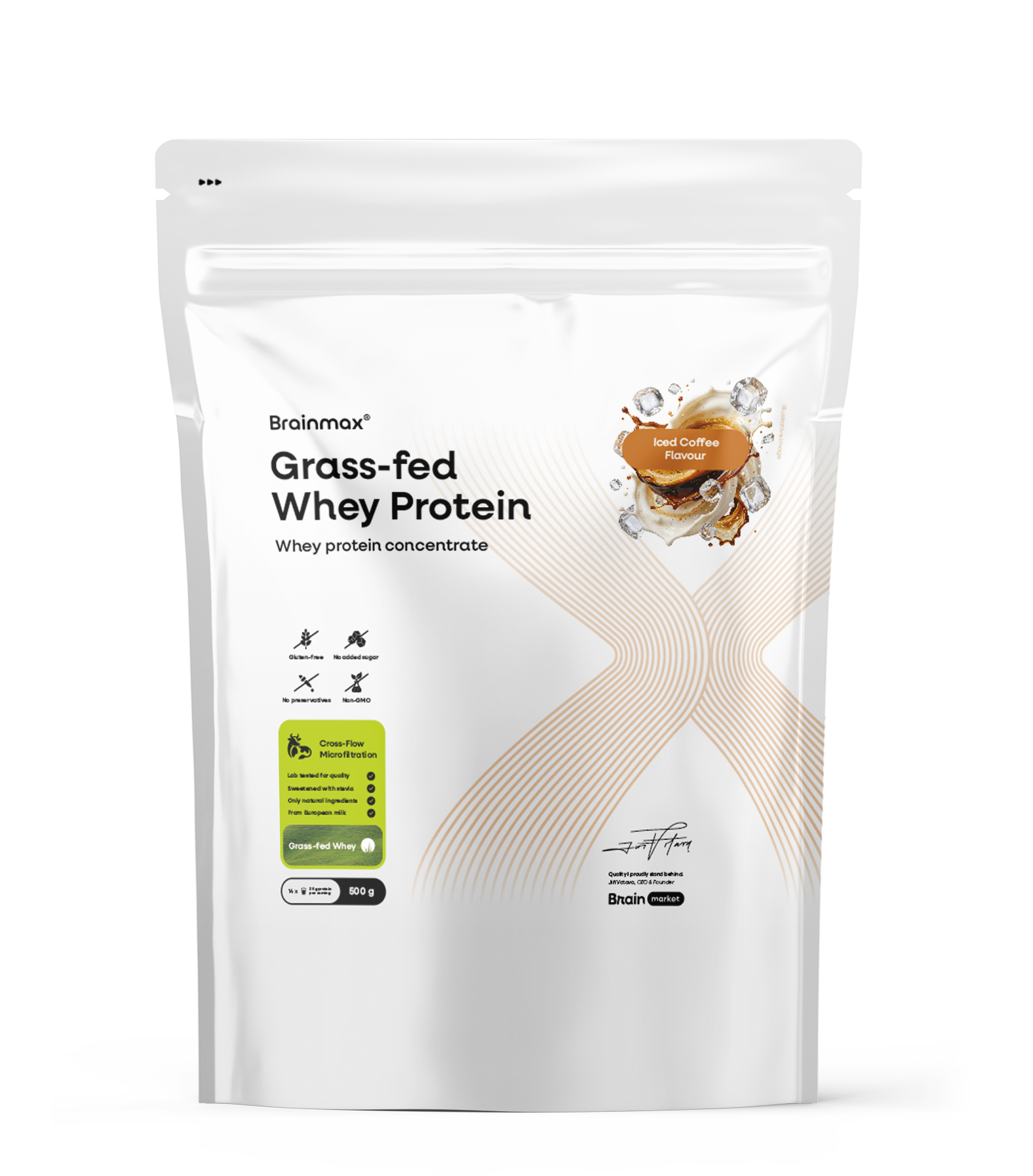 BrainMax Grass-fed Whey Protein®, Ledová káva, 500 g