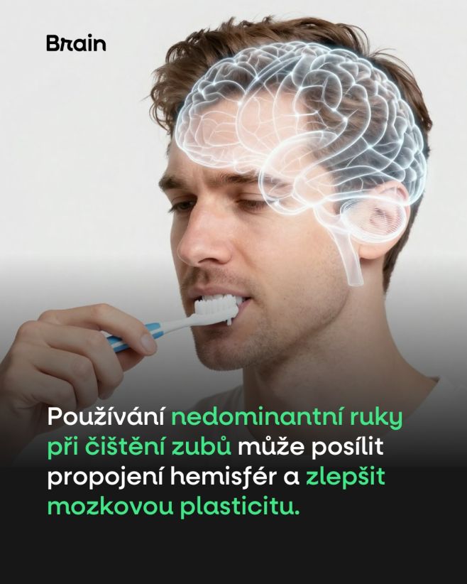 Věděl jsi, že i malá změna v rutině může udělat velký rozdíl pro mozek? Třeba takové čištění zubů nedominantní rukou 🖐️🧼...