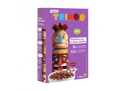 SMILEAT BIO detske cerealni kakaove krouzky s rostlinnymi proteiny bez pridaneho cukru 300g