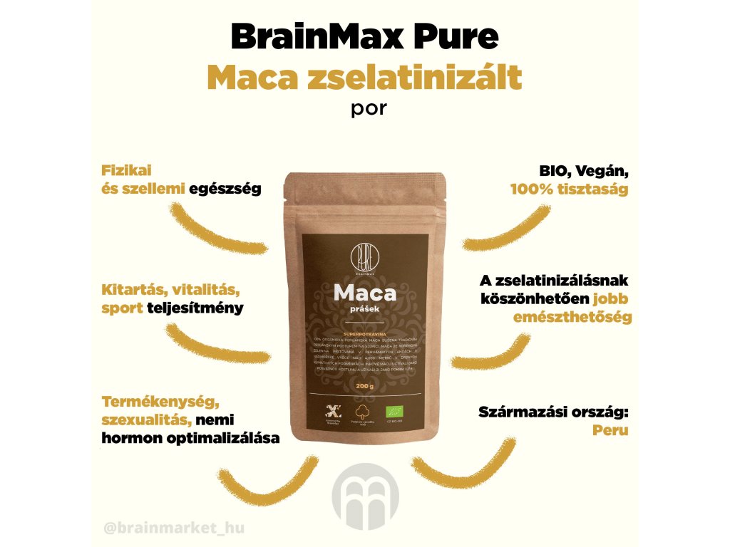 BrainMax Pure Maca Powder | zselatinizált - BrainMarket.cz
