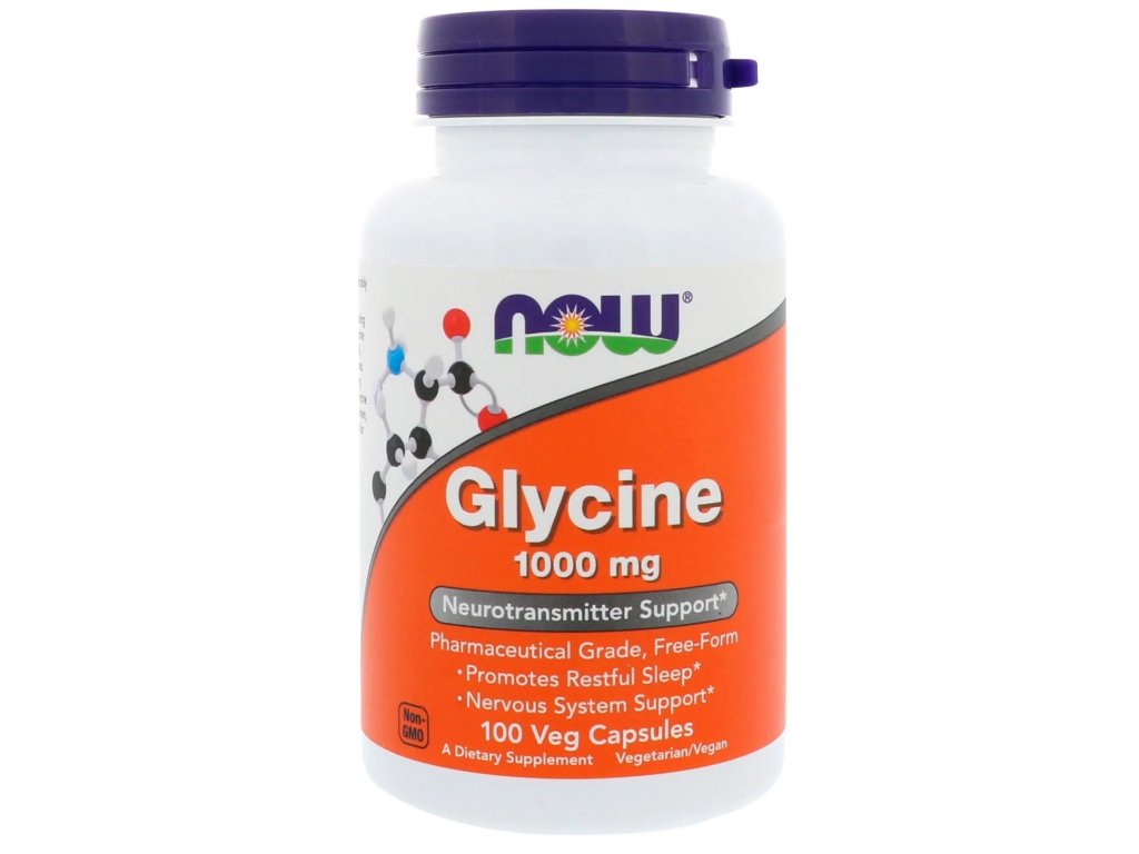 Now Foods Glycine 1000mg 100 veg capsules front