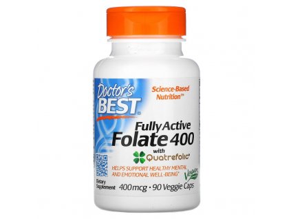32568 doctor s best fully active folate 400 s quatrefolic kyselina listova 400 mcg 90 rostlinnych kapsli