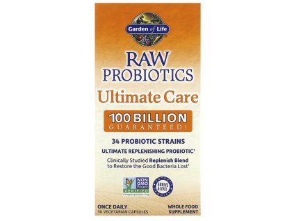 Garden of Life RAW Probiotics COOL, Ultimate Care, 100 milliárd CFU, 34 probiotikus törzs, 30 növényi kapszula