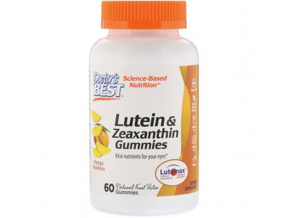 Doctor’s Best Lutein & Zeaxanthin (zdraví očí), 60 gumových vegan bonbónů s příchutí manga