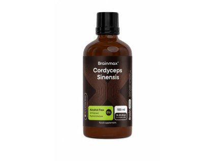 BrainMax® Cordyceps Alcohol Free Tincture, 10:1 Extract, 100 ml  Kínai hernyókivonat 10:1, alkoholmentes gyógynövény tinktúra glicerinnel, akár 100 adag, étrend-kiegészítő