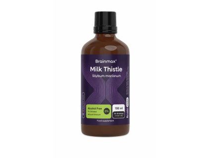 BrainMax® Milk Thistle Alcohol Free Tincture, 10:1 Extract, 100 ml  Máriatövis kivonat 10:1, alkoholmentes gyógynövény tinktúra glicerinnel, akár 100 adag, étrend-kiegészítő