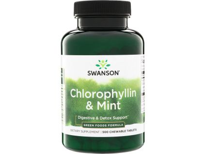 Swanson Chlorofillin és menta, 500 rágótabletta  Rágótabletták klorofillinnel eperfa levélből és természetes mentaolajjal – vegánok számára is alkalmas, glutén-, laktóz- és GMO-mentes