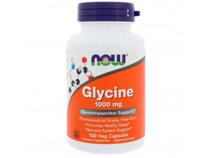 Now Foods Glycine 1000mg 100 veg capsules front