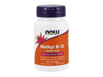 NOW Methyl B 12 (Vitamín B12), 5000 mcg, 60 pastilek