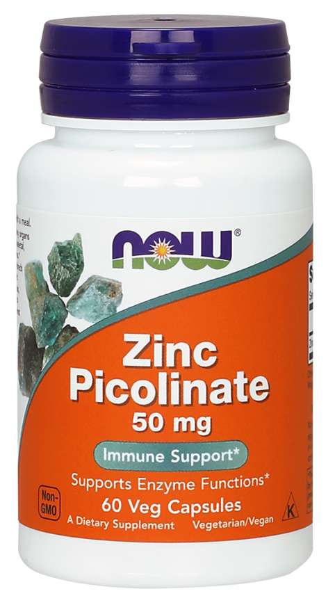 Now® Foods NOW Zinc Picolinate (zinek pikolinát), 50 mg, 60 rostlinných kapslí Obrázek