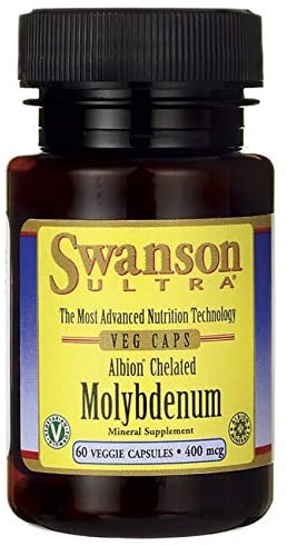 Swanson Molybdenum Chelated (molybden glycinát v chelátové vazbě), 400 mcg, 60 rostlinných kapslí Obrázek