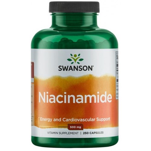 Swanson Nikotinamid Vitamín B3 (Niacinamide), 500 mg, 250 kapslí Obrázek