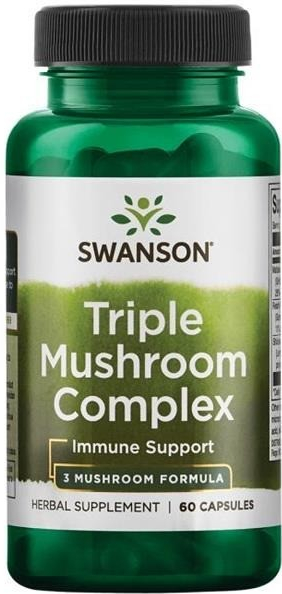 Swanson, Triple Mushroom Standardized Complex (Maitake, Reishi, Shiitake), 60 kapslí Obrázek