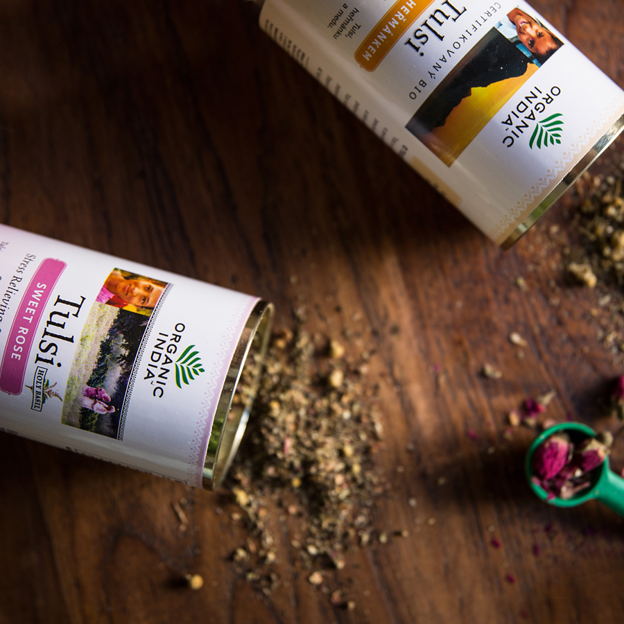 Organic India Tulsi Med + Heřmánek BIO, 100g plech Obrázek