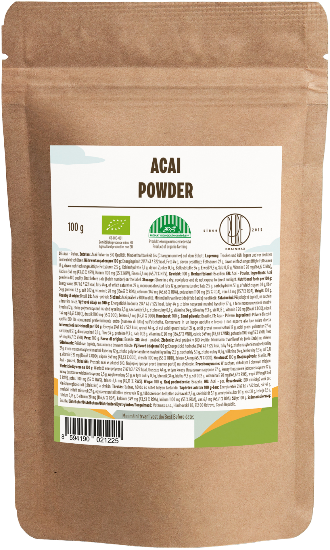 BrainMax Pure Acai BIO prášek, 100 g Obrázek