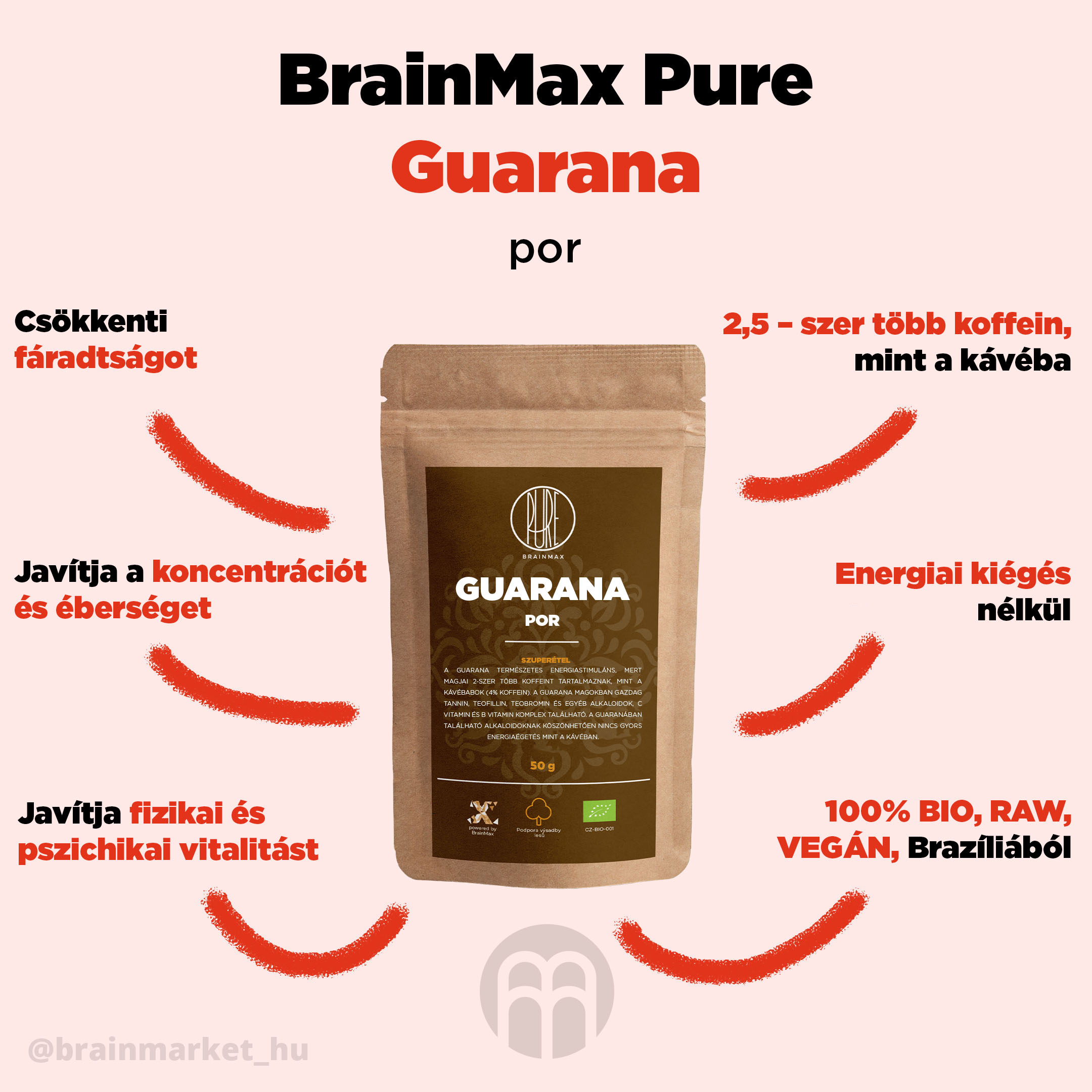 BrainMax Pure Guarana BIO prášek, 100 g Obrázek