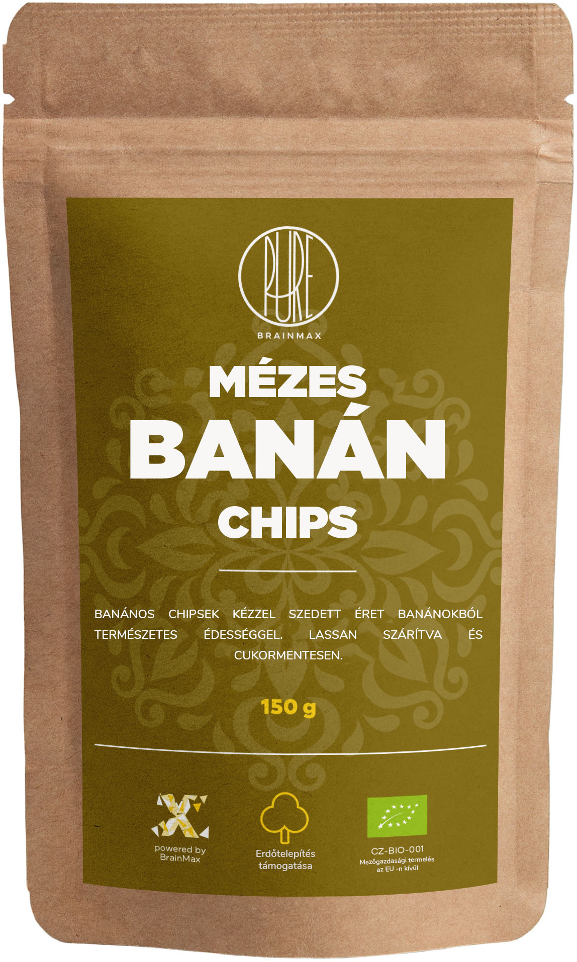 BrainMax Pure Sušený banán medový, kousky BIO, 150 g