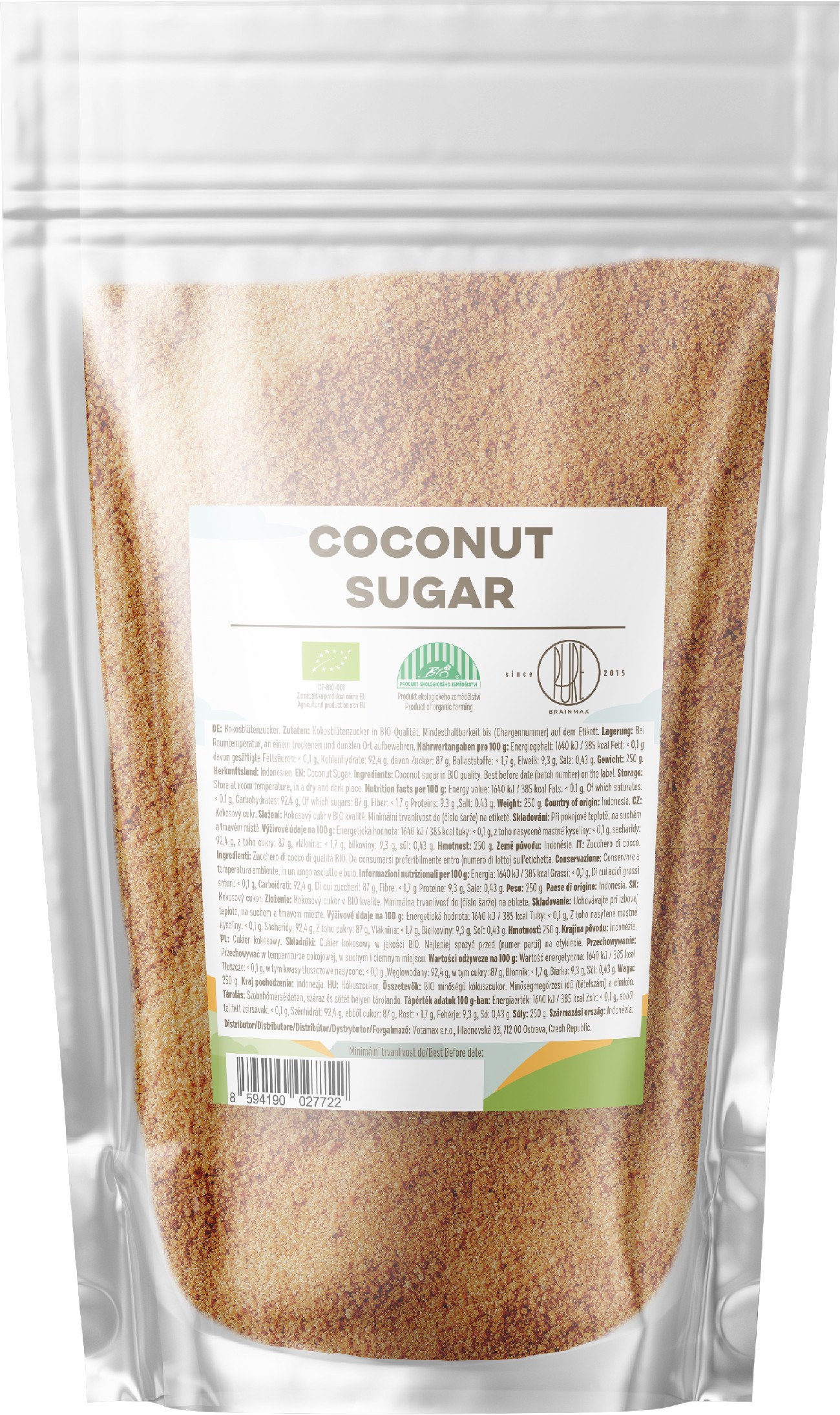 BrainMax Pure Kokosový cukr BIO, 250 g Obrázek
