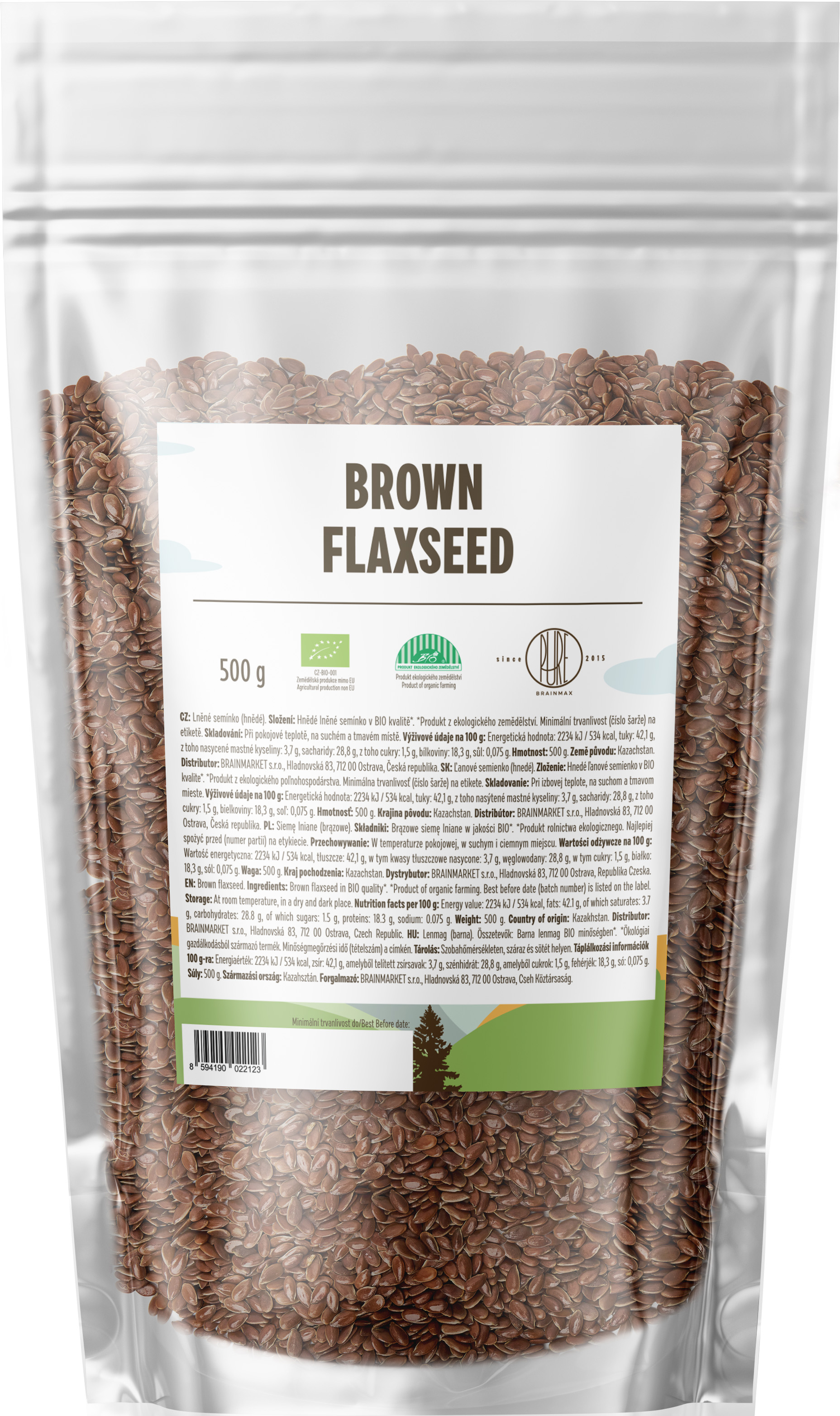 BrainMax Pure Lněné semínko (hnědé) BIO, 500 g Obrázek