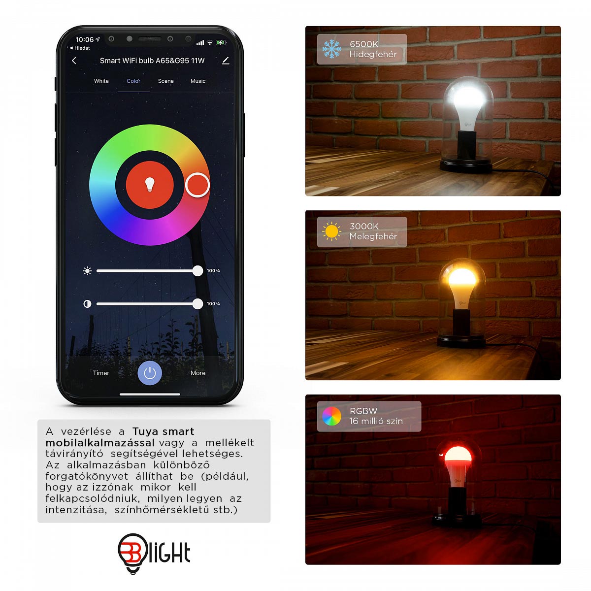 Chytrá žárovka Blight LED, závit E14, 5,5 W, WiFi, APP, stmívatelná, barevná Obrázek