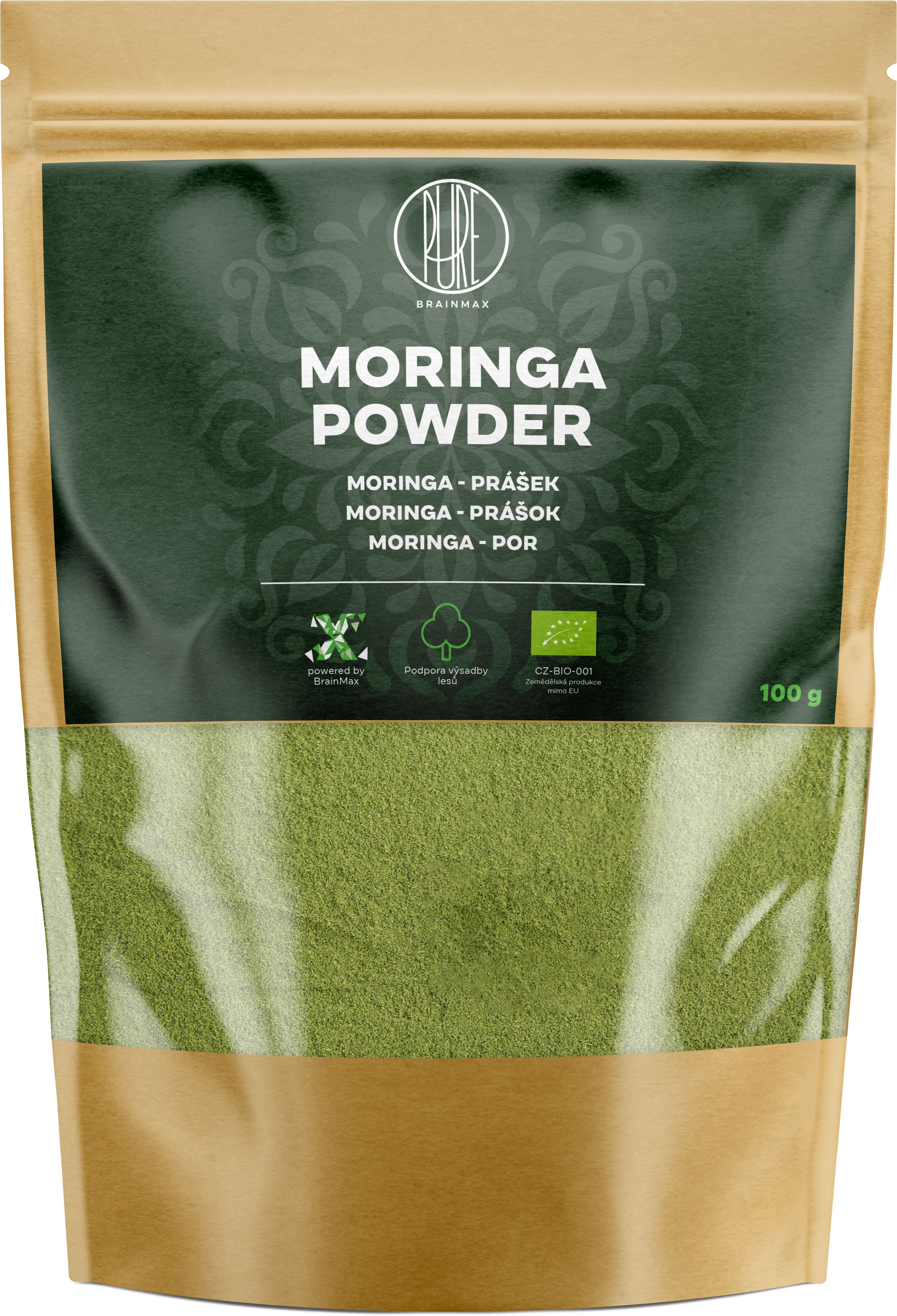 BrainMax Pure Moringa BIO prášek, 100 g Obrázek