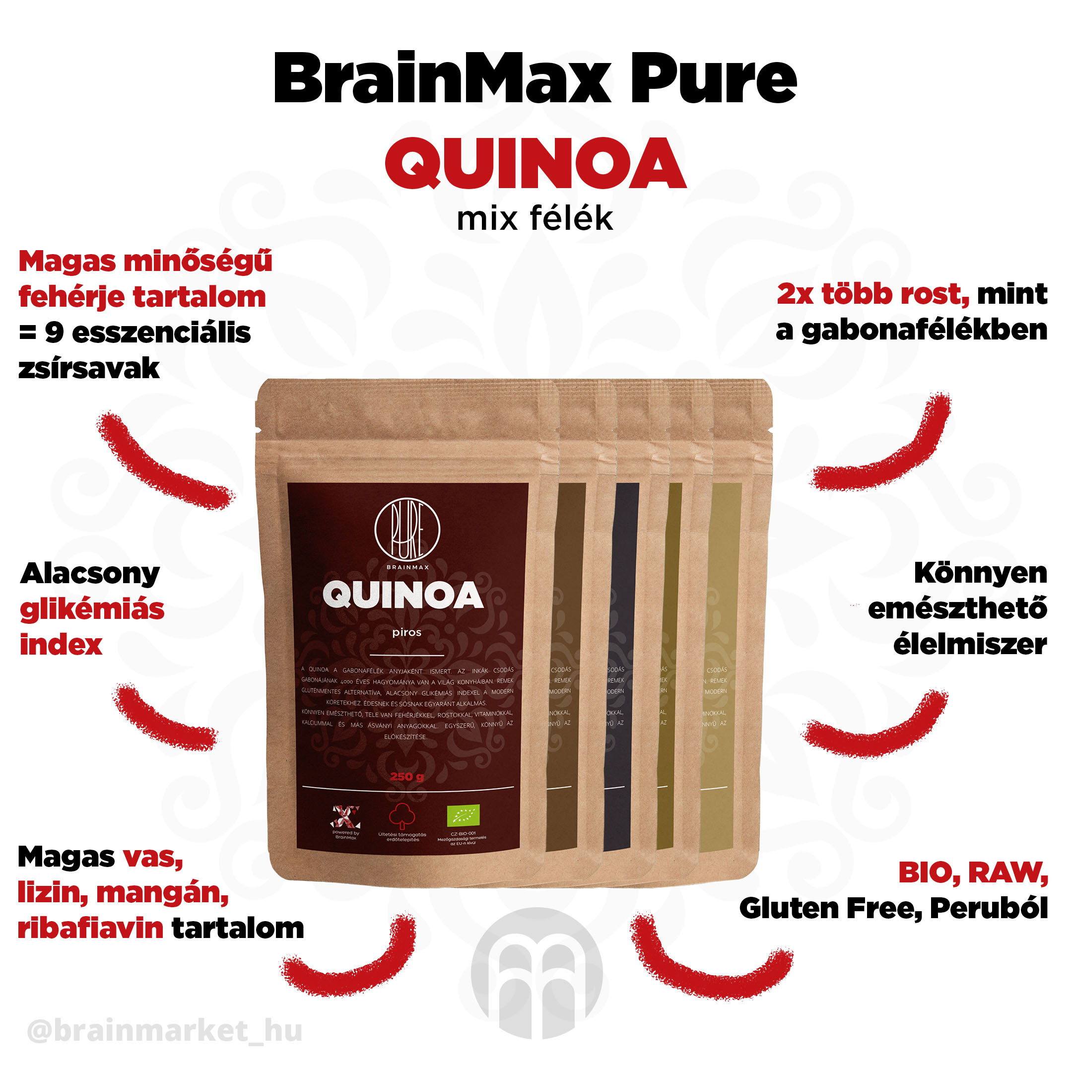 BrainMax Pure Quinoa BIO, červená, 250 g Obrázek