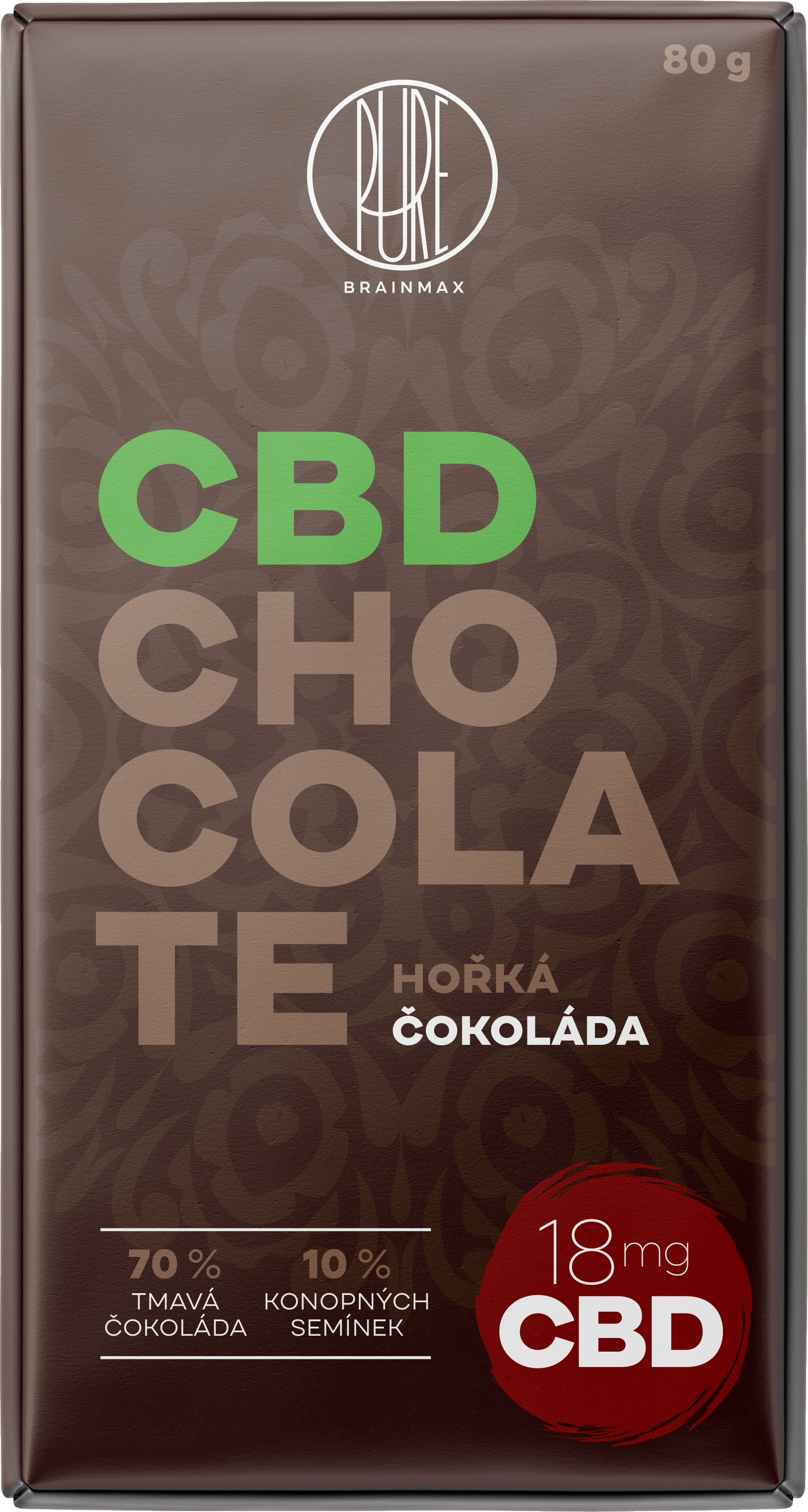 BrainMax Pure CéBéDé čokoláda, hořká, 80 g Obrázek