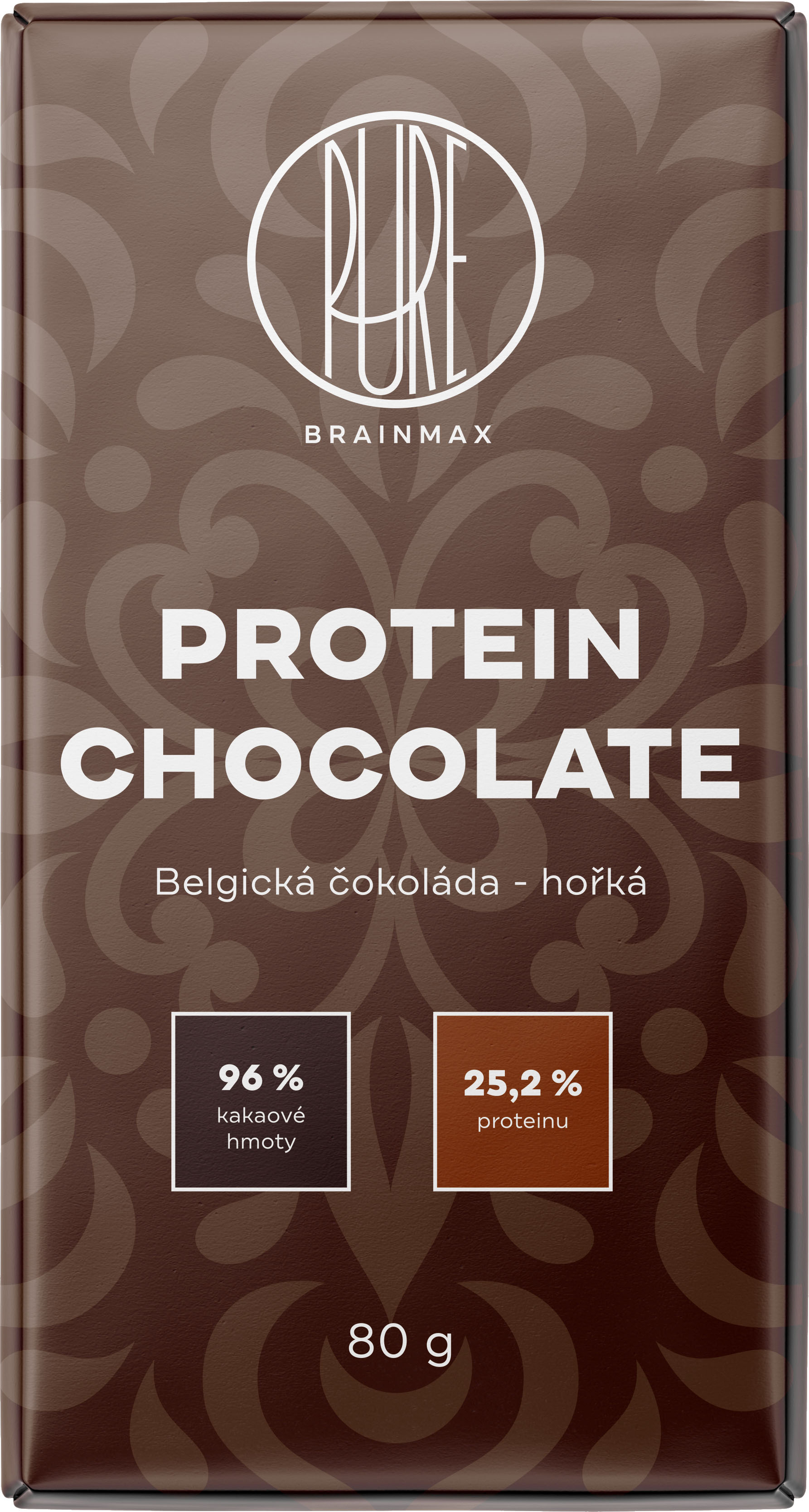 BrainMax Pure Protein čokoláda, hořká, 80 g Obrázek