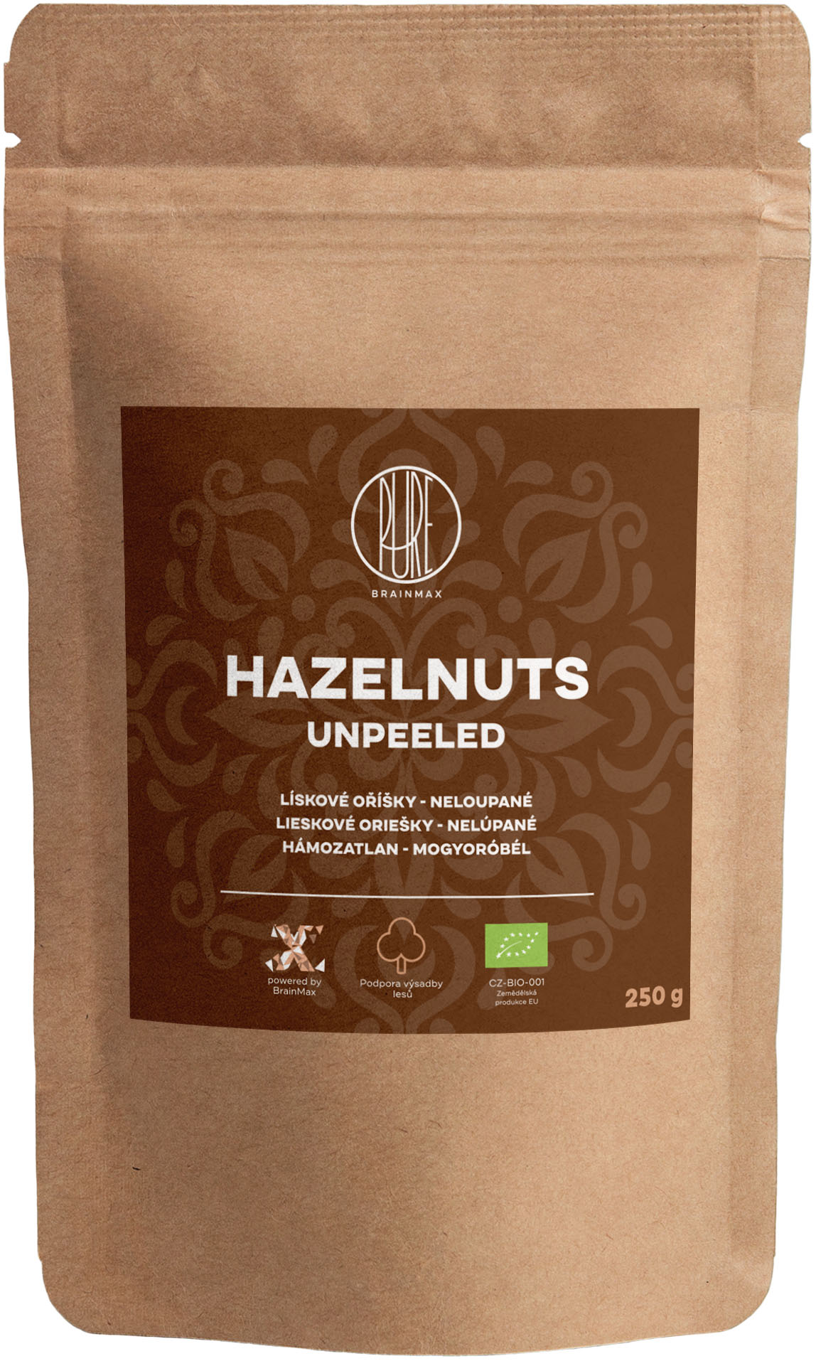 Brainmax Pure Lískové oříšky, neloupané, BIO, 250 g Obrázek