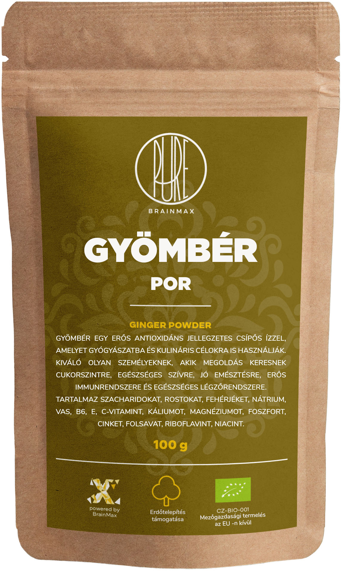 BrainMax Pure Zázvor BIO prášek, 100 g Obrázek