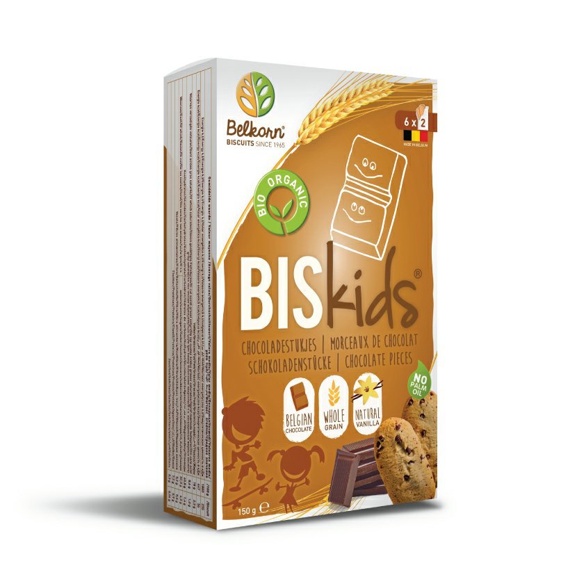 BISkids Dětské celozrnné sušenky s belgickou čokoládou BIO 120 g Obrázek