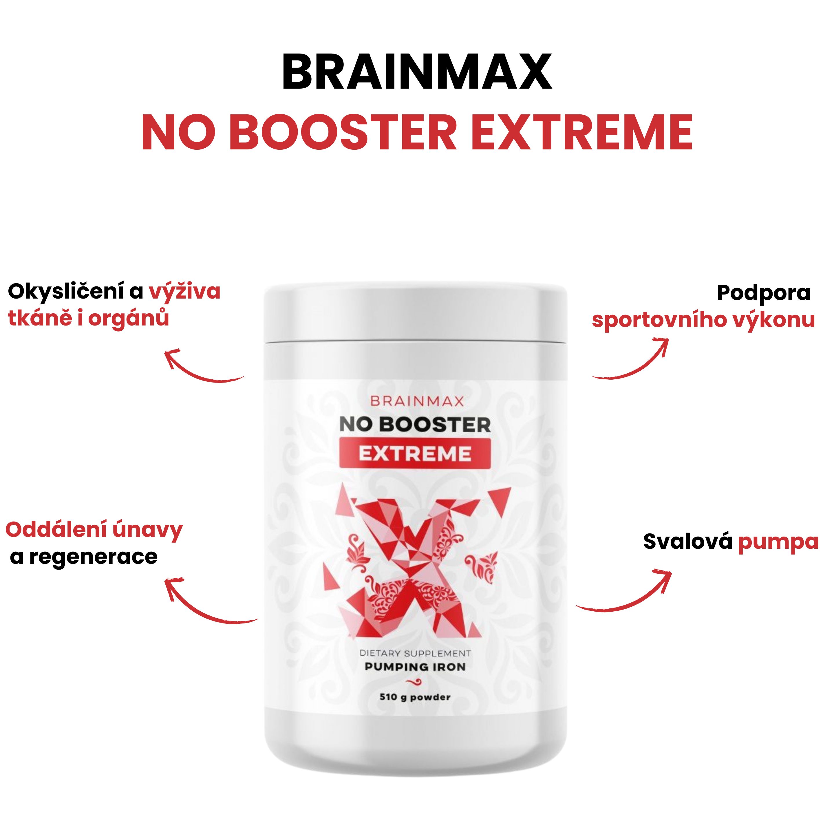 BrainMax NO Booster Extreme, Arginin, Citrulin, Ornitin, 510 g Obrázek