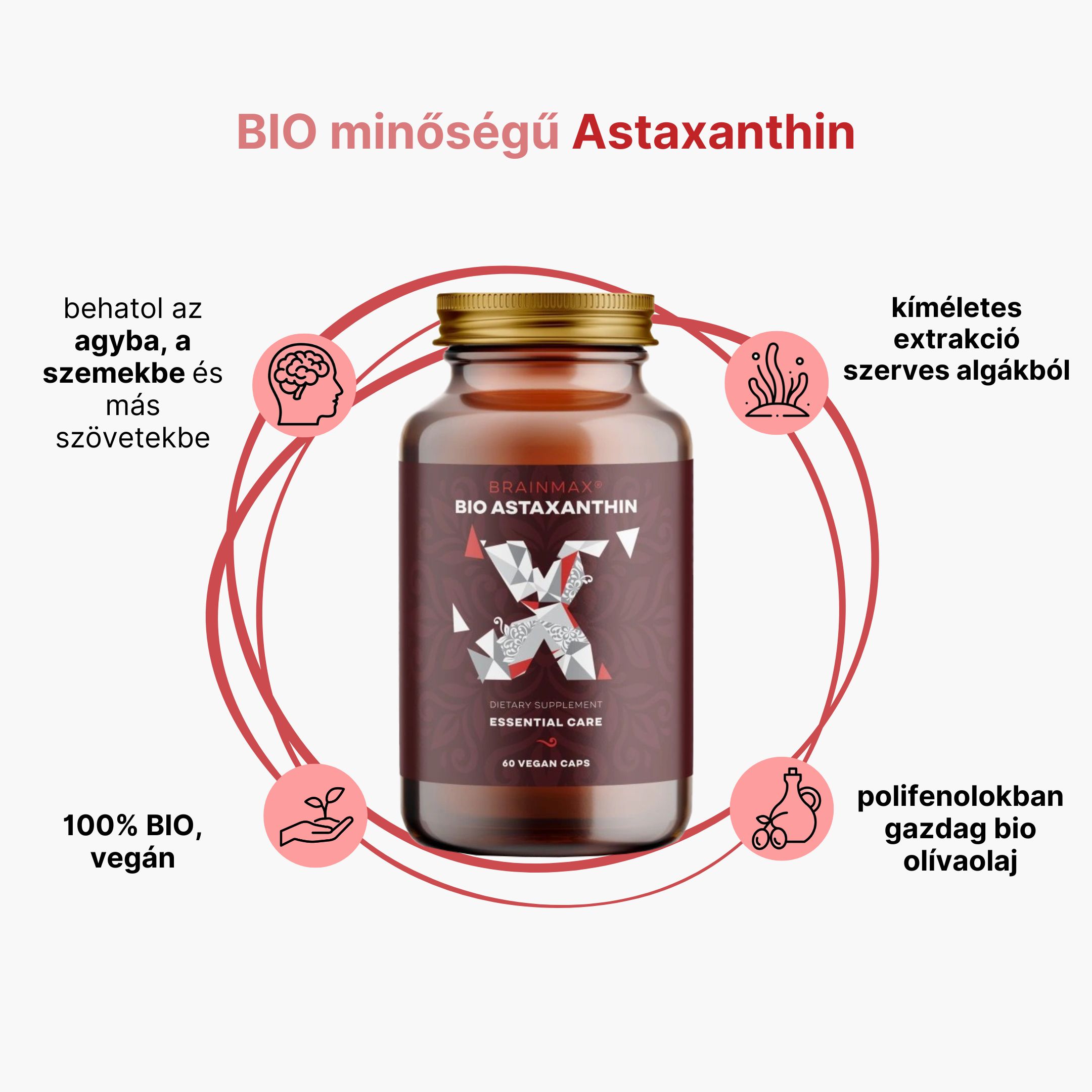 BrainMax Astaxanthin (Astaxantin) BIO, 8 mg, 60 rostlinných kapslí Obrázek