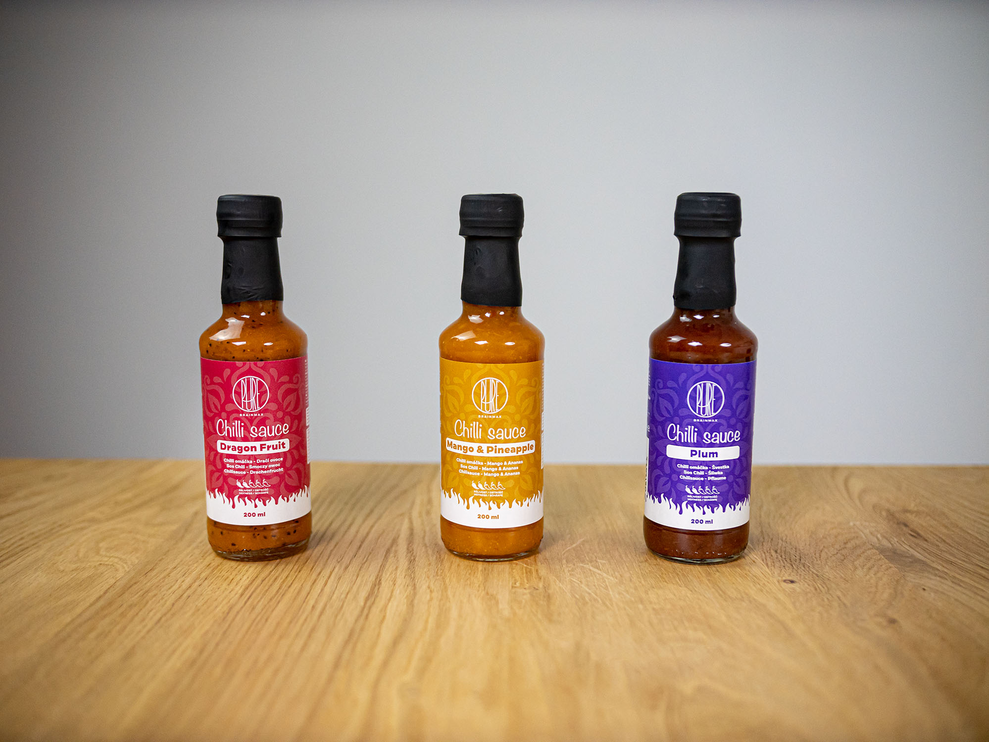 BrainMax Pure Chilli sauce, Mango & Ananas (chilli omáčka, mango a ananas), 200 ml Obrázek