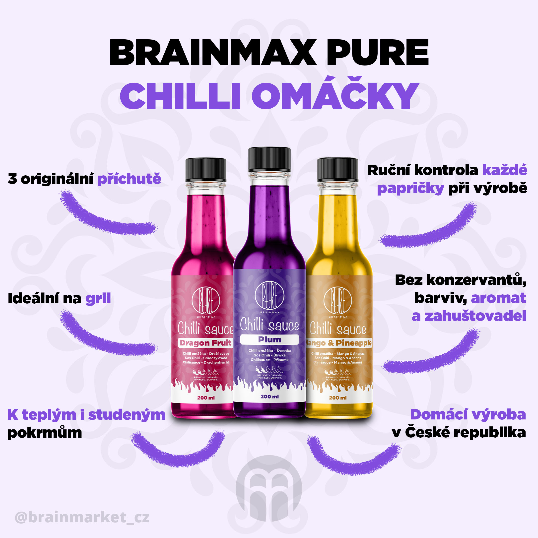 BrainMax Pure Chilli sauce, Plum (chilli omáčka, švestka), 200 ml Obrázek